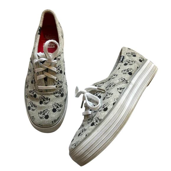 Keds Shoes - Keds Triple Kick Disney Minnie Mouse Grey White Sneakers 5.5